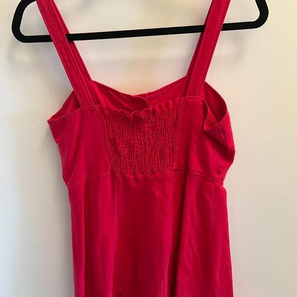 Red Button Down Mini Dress - Picture 5 of 8